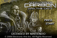 Need for Speed: Carbon Own the City title screen for GameBoy Advance